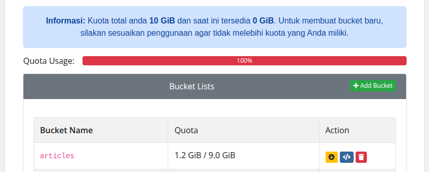 buat bucket baru